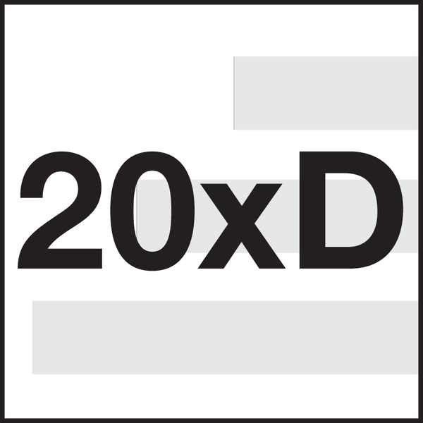 Bearbeitungstiefe: 20xD