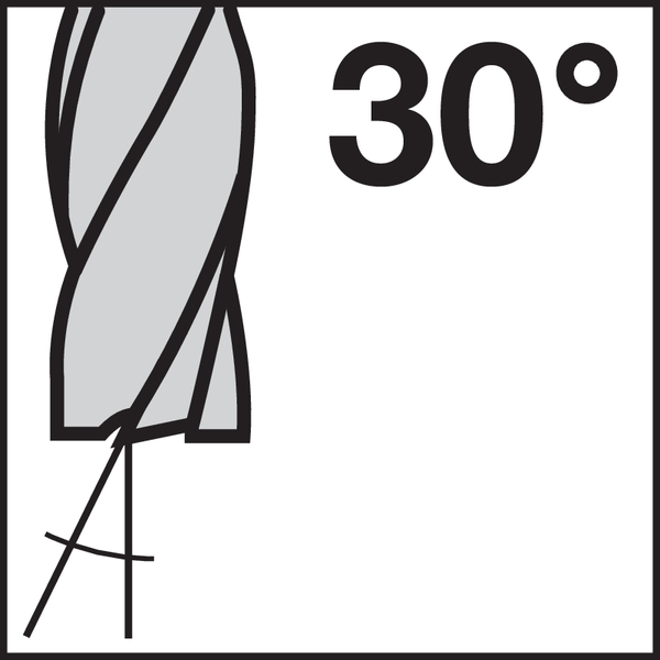 Spiralwinkel (Spanwinkel): 30