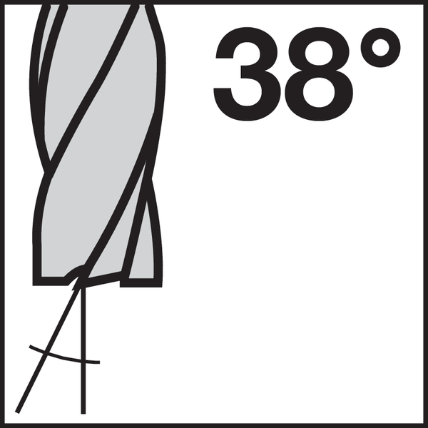 Spiralwinkel (Spanwinkel): 38