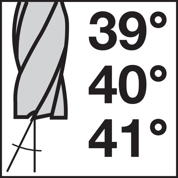 Spiralwinkel (Spanwinkel): 39/40/41