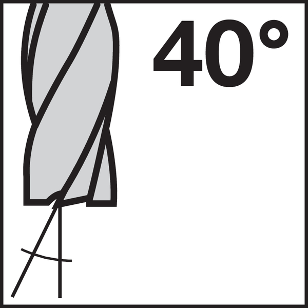 Spiralwinkel (Spanwinkel): 40
