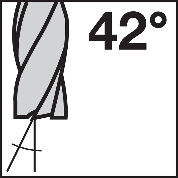 Spiralwinkel (Spanwinkel): 42