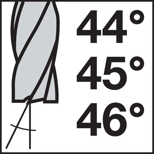 Spiralwinkel (Spanwinkel): 44/45/46